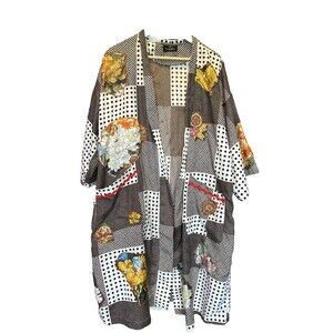 Vintage Upcycled Countess Mara Robe Duster Kimono Polka Dot Floral